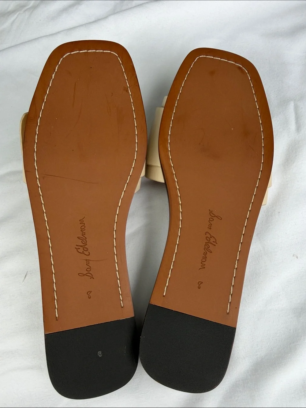Sam Edelman Cream Slide Sandals with Tortoiseshell Buckle - Picture 6 of 7